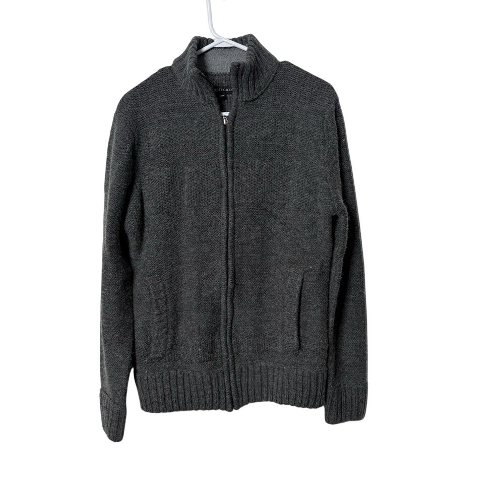Britches Gray‎ Full Zip Wool Blend Sweater M/M Minimalist Classic Normcore